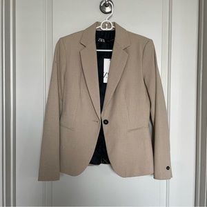 NWT Zara Beige w/ Black Dots Blazer